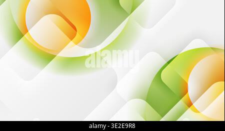 Cercles et carrés brillants vert orange brillants arrière-plans technologiques géométriques. Conception de concept abstrait vectoriel Illustration de Vecteur