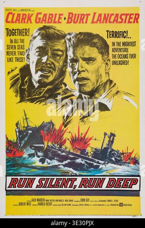 Affiche vidéo Run Silent Run Deep 1958 Banque D'Images
