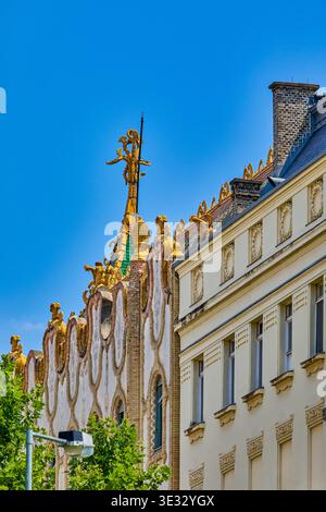 Le bâtiment du Trésor public hongrois à Budapest est un chef-d'œuvre architectural de design Art Nouveau, construit entre 1900 et 1901, Budapest, Hongrie Banque D'Images