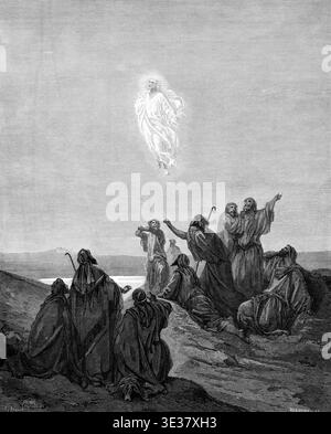 L'Ascension, Jésus prenant congé de ses disciples, actes chapitre, 1 verset 9, Saint esprit, nuage, montée, levée, montagne, décollage, vers lui Banque D'Images