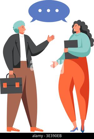 Dialogue politique entre deux candidats, politiciens, adversaires personnages féminins masculins, illustration isolée à plat vectorielle. Réunion politique, élection Illustration de Vecteur