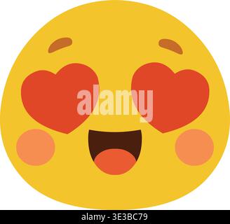 Émoticône emoji yeux de coeur mignon Illustration de Vecteur