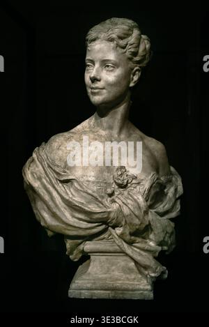Madame Eugénie Fiocre 1869 de Jean-Baptiste Carpeaux (1827 - 1875) Musée d'Orsay, Musée à Paris, France. Buste portrait de la prima ballerine Eugénie Fiocre, créé par le sculpteur français Jean-Baptiste Carpeaux et conservé dans la collection du musée d'Orsay, Paris. Banque D'Images
