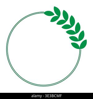 Cadre circulaire simple avec des feuilles vertes autour Illustration de Vecteur
