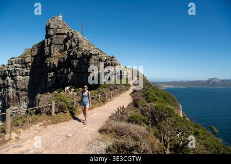 Vieux phare à Cape point, Cape of Good Hope, table Mountain National Park, Cape Town, Afrique du Sud Banque D'Images