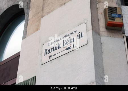 Signalisation du boulevard Bartok Bela à Budapest, Hongrie Banque D'Images