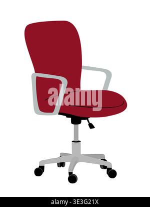 Chaise de bureau rouge avec accoudoirs gris Illustration de Vecteur