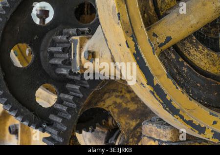 Engrenage d'une machine agricole historique. Banque D'Images