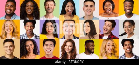 Happy Millennial Guy présente sa carte de crédit et promeut les services de paiement électronique dans Orange Studio Banque D'Images