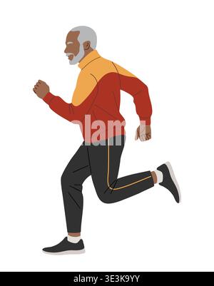 Jogging noir afro-américain senior actif Illustration de Vecteur