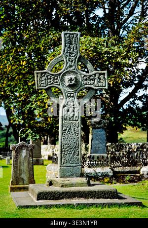 Croix de cimetière Kildalton Kildalton sur l'île d'Islay, en Écosse. Celtique exceptionnelle haute croix chrétienne date de 8e C Banque D'Images