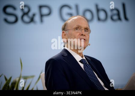Houston, États-Unis. 23 mars 2026. Daniel Yergin, Président de CERAWeek et Vice-Président de S&P Global, intervient sur scène lors de CERAWeek 2026 par S&P Global au Hilton Americas à Houston, Texas, le 23 mars 2026. La discussion sur cet événement rassemble des leaders mondiaux de l’énergie pour explorer le thème de « convergence et concurrence : énergie, technologie et géopolitique ». (Photo de Marcus Ingram/Sipa USA) crédit : Sipa USA/Alamy Live News Banque D'Images