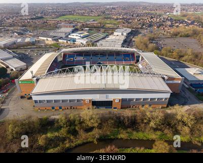 WIGAN, GREATER MANCHESTER, ANGLETERRE - 18 MARS 2026 : Brick Community Stadium, terrain de football et de rugby à double usage à Wigan Banque D'Images