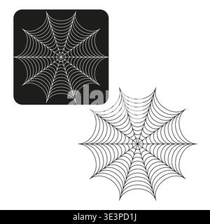 Ensemble de toile D'araignée. Trappe vectorielle en toile d'araignée. Icône d'autocollant Halloween. Cadre carré arrondi. Vecteur manuel uniquement. Aucun tracé automatique utilisé. SPE 10. Illustration de Vecteur