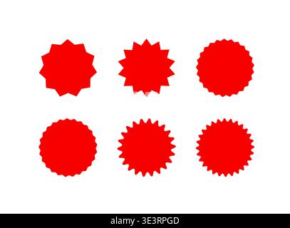 Ensemble d'insignes en forme d'étoile rouge. Autocollant Starburst ou Sunburst, étiquette, collection d'éléments de design. Jeu de graphiques vectoriels Starburst simple. Illustration de Vecteur