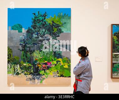 Tate Britain, Londres, Royaume-Uni. 24 mars 2026. La première grande exposition personnelle du peintre britannique Hurvin Anderson, avec plus de 80 œuvres d'art de ses 40 ans de carrière. Dans des paysages et des intérieurs colorés, Anderson serpente à travers l'Atlantique, entre le Royaume-Uni et les Caraïbes. Du 26 mars au 23 août Image : Hurvin Anderson, Ashanti Blood, 2021. Crédit : Malcolm Park/Alamy Banque D'Images