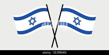 Drapeaux israéliens croisés sur fond isolé, illustration vectorielle. Deux drapeaux nationaux croisés d'Israël. Franchi les drapeaux israéliens Illustration de Vecteur