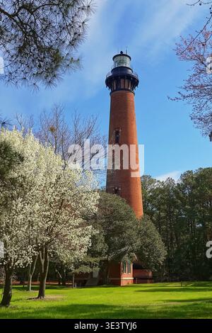 Currituck Beach phare sur les Outer Banks de Caroline du Nord. Banque D'Images