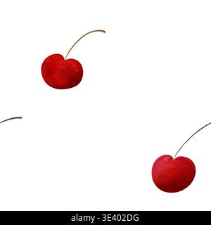 Modèle sans couture avec cerises. Simple et propre. Baies d'aquarelle brillantes, ambiance estivale ludique. Parfait pour la douche de bébé, textiles d'enfants, tissu, cadeau Banque D'Images