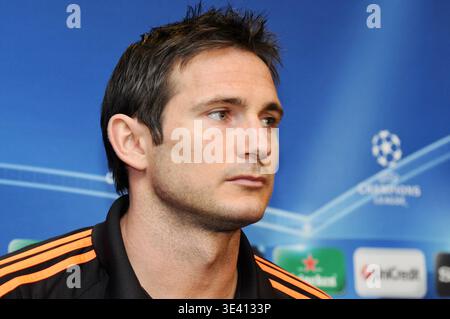 Frank Lampard, milieu de terrain Chelsea FC, UEFA Champions League Conférence de presse, Stamford Bridge, Londres, Royaume-Uni Banque D'Images