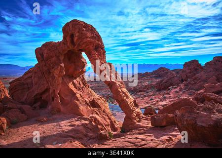 Elephant Rock formation Red Sandstone Valley of Fire Nevada Desert Landscape Banque D'Images