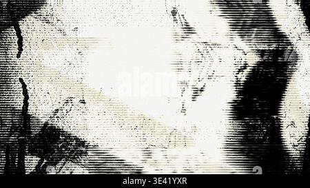 Texture scintillante noir et blanc avec artefacts de ligne de balayage Banque D'Images