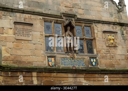Le Old Market Hall historique situé à Shrewsbury Square, Shropshire, Angleterre Banque D'Images