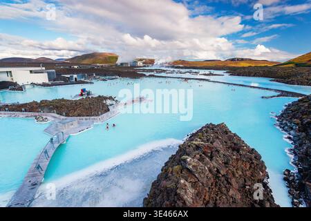 Reykjavik, Islande. Le spa géothermique Blue Lagoon. Banque D'Images