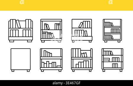 Collection de dessins au trait simples d'étagères dans divers styles Illustration de Vecteur