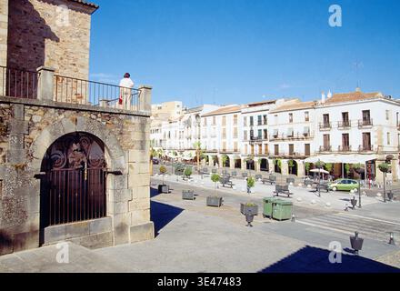 Place principale. Cáceres, Extremadura, Espagne. Banque D'Images