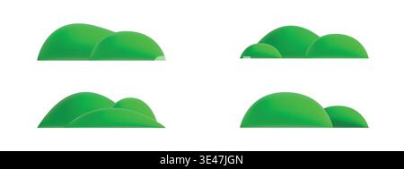 Dessins animés 3d collines d'herbe verte. Illustration de Vecteur