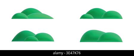 Ensemble de collines d'herbe 3D. Illustration de Vecteur