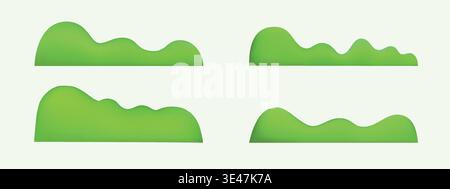 Collines de plastique de dessin animé avec de l'herbe verte. Illustration de Vecteur