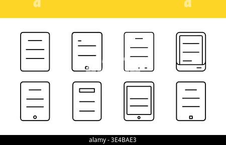 Illustrations au trait pour tablettes et liseuses électroniques – conception moderne d'appareils numériques Illustration de Vecteur