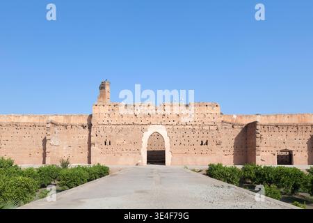 Pavillon vert porte, Palais El Badi à Marrakech, Maroc Banque D'Images
