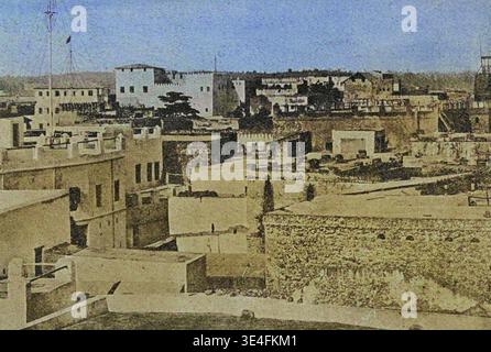 Zanzibar, Tanzanie. Vue sur la ville. Photogravure de la fin du XIXe siècle. Colorisé. Banque D'Images