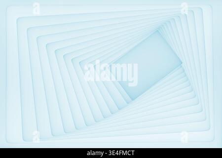 Fond géométrique abstrait bleu avec illusion de perspective dans un style moderne. Rectangles hypnotiques formant un vide surréaliste. Idéal pour les couvertures de science-fiction, vir Banque D'Images