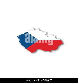République tchèque - blanc 3D silhouette carte de la région avec ombre portée sur fond blanc. Illustration simple à vecteur plat. Illustration de Vecteur
