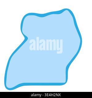 Silhouette de pays Ouganda. Silhouette de carte vectorielle. Forme lisse bleue comme goutte d'eau ou éclaboussure Illustration de Vecteur