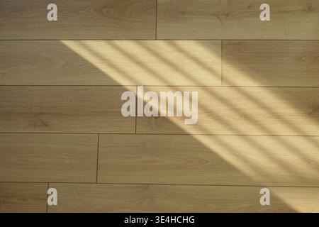Motif lumineux sur plancher en bois de la fenêtre pendant la journée Banque D'Images