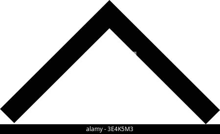 Une icône minimaliste en chevron noir représentant une flèche de direction vers le haut ou de navigation pour la conception d'interface utilisateur et les applications de développement Web. Illustration de Vecteur