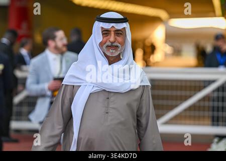 Dubaï, eau, 28 mars 2026. Son Excellence Cheikh Nahyan bin Moubarak Al Nahyan, Ministre de la tolérance et de la coexistence des Émirats arabes Unis, assiste à la Coupe du monde de Dubaï à l’hippodrome de Meydan à Dubaï, aux Émirats arabes Unis. Crédits : Faiz Khan/ Alamy Live News Banque D'Images