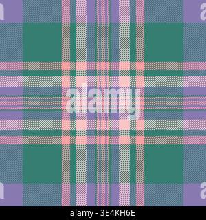Tartan à carreaux sans couture classique, motif de fond à carreaux matelassé. Tissu de texture vectorielle textile professionnel dans la palette de couleurs sarcelle et indigo. Illustration de Vecteur