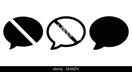 Une série de trois icônes représentant l'interdiction de communication et les états de dialogue Illustration de Vecteur