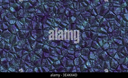 Texture de cristal d'améthyste pourpre, fond abstrait de pierre minérale violette avec reflets sarcelle, rendu 3D. Banque D'Images