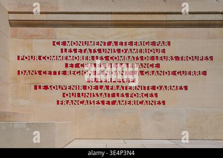Le monumental monument américain néoclassique de l'Aisne-Marne sur la colline 204 à Château-Thierry, Picardie, France Banque D'Images