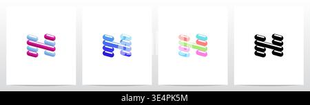 Bord arrondi lignes diagonales lettre logo conception H Illustration de Vecteur