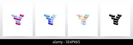 Bord arrondi lignes diagonales lettre logo y Illustration de Vecteur
