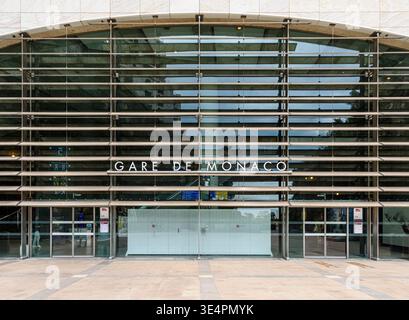 Entrée inférieure de la Gare de Monaco, Monte Carlo, Monaco Banque D'Images