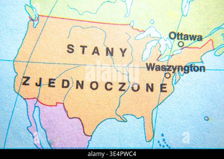 États-Unis sur la carte Banque D'Images